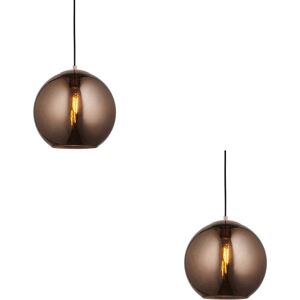Loops 2 Pack Hanging Ceiling Pendant Light Copper Mirrored Glass & Matt Black 10w E27 Loops 2 Pack Hanging Ceiling Pendant Light Copper Mirrored Glass & Matt Black 10w E27