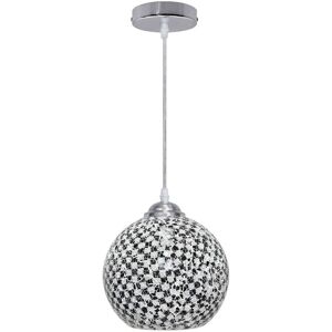 Long Life Lamp Company Vintage Black White Mosaic Glass Ceiling Hanging Pendant Light Shade H3012 Long Life Lamp Company Vintage Black White Mosaic Glass Ceiling Hanging Pendant Light Shade H3012