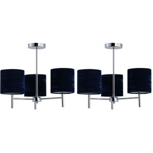 Firstchoicelighting Set Of 2 Modern Chrome Ceiling Light Fittings Navy Blue Crushed Velvet Shades Firstchoicelighting Set Of 2 Modern Chrome Ceiling Light Fittings Navy Blue Crushed Velvet Shades