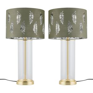 Firstchoicelighting Set Of 2 Modern Satin Brass Table Lamps Bedside Lights Sage Green Fern Shades Firstchoicelighting Set Of 2 Modern Satin Brass Table Lamps Bedside Lights Sage Green Fern Shades