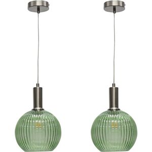 Firstchoicelighting Set Of 2 Satin Nickel Ceiling Lights Kitchen Dining Pendants Green Glass Globe Firstchoicelighting Set Of 2 Satin Nickel Ceiling Lights Kitchen Dining Pendants Green Glass Globe