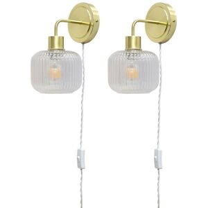 Firstchoicelighting Set Of 2 Modern Satin Brass Plug In Wall Light Bedside Reading Lamps Glass Shade Firstchoicelighting Set Of 2 Modern Satin Brass Plug In Wall Light Bedside Reading Lamps Glass Shade