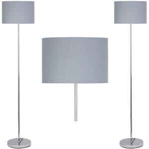 Firstchoicelighting Set Of 2 Modern Chrome 150cm Floor Light Standard Lamps Grey Fabric Shades Firstchoicelighting Set Of 2 Modern Chrome 150cm Floor Light Standard Lamps Grey Fabric Shades