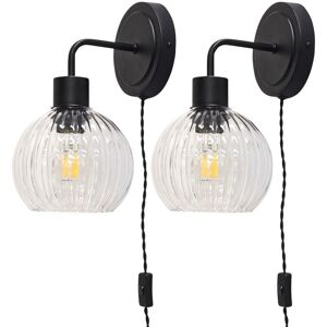 Firstchoicelighting Set Of 2 Modern Black Plug In Wall Light Bedside Reading Lamps Glass Shades Firstchoicelighting Set Of 2 Modern Black Plug In Wall Light Bedside Reading Lamps Glass Shades