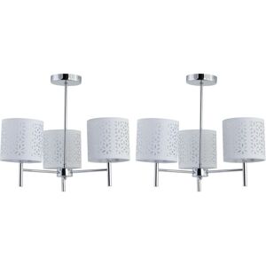 Firstchoicelighting Set Of 2 Modern Chrome Ceiling Light Fittings With White Cut Out Shades Firstchoicelighting Set Of 2 Modern Chrome Ceiling Light Fittings With White Cut Out Shades