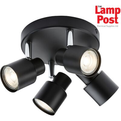 Knightsbridge Csp3mb 230v Gu10 Quad 4 Spotlight Ceiling Light - Matt Black Knightsbridge Csp3mb 230v Gu10 Quad 4 Spotlight Ceiling Light - Matt Black