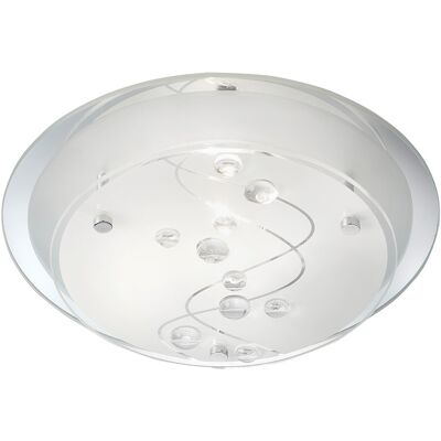 Searchlight Frosted Mirror Glass Flush Ceiling Light - 25cm - Dimmable Searchlight Frosted Mirror Glass Flush Ceiling Light - 25cm - Dimmable