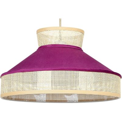 Beliani Pink Natural Rattan Pendant Light - Boho Lighting Beliani Pink Natural Rattan Pendant Light - Boho Lighting