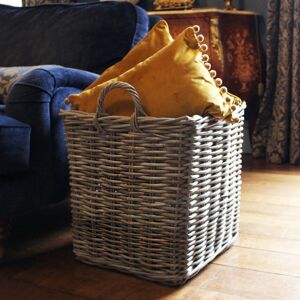 Tri Pendawa Corporation Fireside Square Medium Log Basket Wicker Rattan Stove Wood Toy Storage - Grey Tri Pendawa Corporation Fireside Square Medium Log Basket Wicker Rattan Stove Wood Toy Storage - Grey