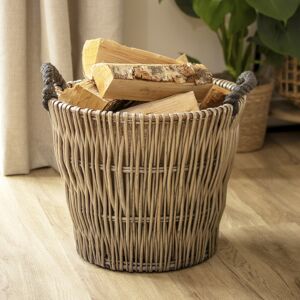 Darthome Antique Wash Wicker Tapered Log Basket Lined Fireplace Wood Storage Rope Handles Darthome Antique Wash Wicker Tapered Log Basket Lined Fireplace Wood Storage Rope Handles