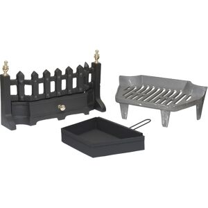 Gallery 16\" 40cm Style Open Fire Grate Set Coal Solid Fuel Kit Wood C/w Finials Gallery 16\" 40cm Style Open Fire Grate Set Coal Solid Fuel Kit Wood C/w Finials