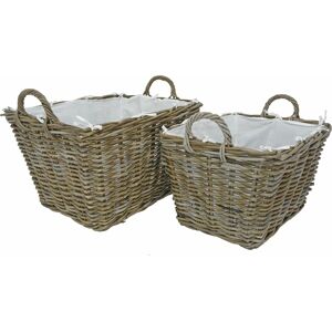 Black Country Metal Works Set Of 2 Rattan Wicker Fireside Square Log Basket Stores Black Country Metal Works Set Of 2 Rattan Wicker Fireside Square Log Basket Stores