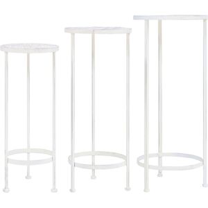 vidaXL Plant Stand Set 3 Pieces Vintage Style Metal White - Plant Stand Set vidaXL Plant Stand Set 3 Pieces Vintage Style Metal White - Plant Stand Set