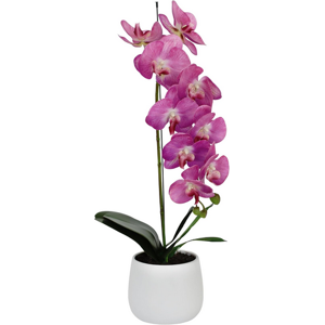 Greenbrokers Artificial Purple Orchid 65cm Large Potted Plant In White Pot Greenbrokers Artificial Purple Orchid 65cm Large Potted Plant In White Pot
