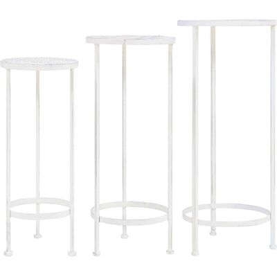 vidaXL Plant Stand Set 3 Pieces Vintage Style Metal White - Plant Stand Set vidaXL Plant Stand Set 3 Pieces Vintage Style Metal White - Plant Stand Set