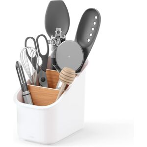 Umbra Bellwood Kitchen Utensil Holder With 3 Removable Compartments, White/natur Umbra Bellwood Kitchen Utensil Holder With 3 Removable Compartments, White/natur