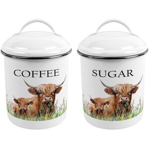 Purely Home Highland Cow & Calf Metal Coffee & Sugar Canister Set - Stylish Kitchen Gift Purely Home Highland Cow & Calf Metal Coffee & Sugar Canister Set - Stylish Kitchen Gift