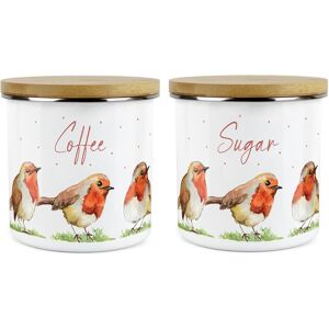Purely Home Coffee & Sugar Storage Canister - 2x Robins Watercolour Kitchen Storage Jar Purely Home Coffee & Sugar Storage Canister - 2x Robins Watercolour Kitchen Storage Jar