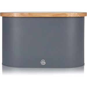 Swan Nordic Bread Bin With Wooden Lid Swka17512gryn In Gray Swan Nordic Bread Bin With Wooden Lid Swka17512gryn In Gray