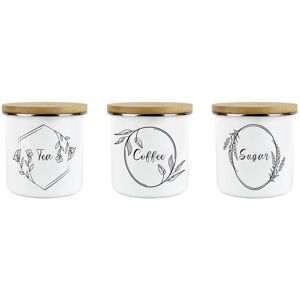 Purely Home Minimalist Floral Tea, Coffee & Sugar Canister Set -Kitchen Enamel Storage Gifts Purely Home Minimalist Floral Tea, Coffee & Sugar Canister Set -Kitchen Enamel Storage Gifts