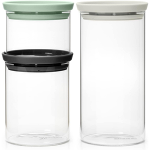 Brabantia - Stackable Glass Jars With Lid - Set Of 3 - Kitchen Storage - Space E Brabantia - Stackable Glass Jars With Lid - Set Of 3 - Kitchen Storage - Space E