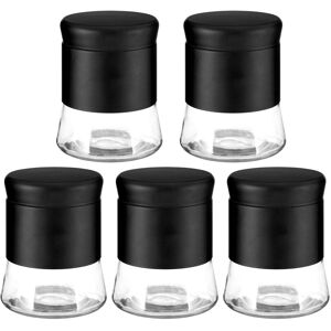 Premier Housewares Set Of 5 800ml Black Stainless Steel Glass Coffee Sugar Tea Canister Storage Jar Premier Housewares Set Of 5 800ml Black Stainless Steel Glass Coffee Sugar Tea Canister Storage Jar