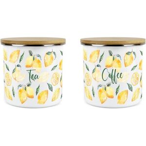Purely Home Lemons Tea & Coffee Canister Set - Vibrant Enamel Kitchen Storage Jar Gift Purely Home Lemons Tea & Coffee Canister Set - Vibrant Enamel Kitchen Storage Jar Gift