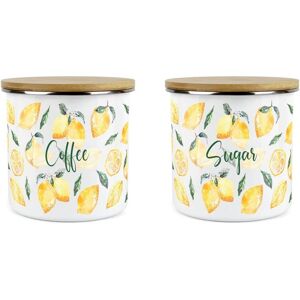 Purely Home Lemons Coffee & Sugar Canister Set - Vibrant Enamel Kitchen Storage Jar Gift Purely Home Lemons Coffee & Sugar Canister Set - Vibrant Enamel Kitchen Storage Jar Gift