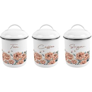 Purely Home Peach Peonies Metal Tea, Coffee & Sugar Canister Set - Stylish Kitchen Gift Purely Home Peach Peonies Metal Tea, Coffee & Sugar Canister Set - Stylish Kitchen Gift