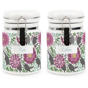 Purely Home Ceramic Clip-Lid Floral Badgers Canisters - Tea & Coffee Containers Purely Home Ceramic Clip-Lid Floral Badgers Canisters - Tea & Coffee Containers