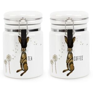 Purely Home Ceramic Clip-Lid Hare & Dandelions Canisters - Tea & Coffee Storage Containers Purely Home Ceramic Clip-Lid Hare & Dandelions Canisters - Tea & Coffee Storage Containers