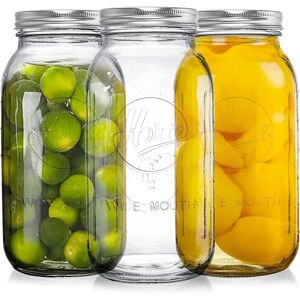 Tebery 3 Pack 1.9l Wide Mouth Mason Jars 64 Oz With Airtight Lids And Band, 1/2 Tebery 3 Pack 1.9l Wide Mouth Mason Jars 64 Oz With Airtight Lids And Band, 1/2