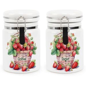 Purely Home Ceramic Clip-Lid Strawberry Basket Canisters - Coffee & Sugar Storage Containers Purely Home Ceramic Clip-Lid Strawberry Basket Canisters - Coffee & Sugar Storage Containers