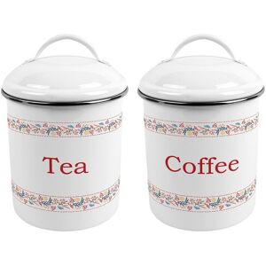 Purely Home Floral Embroidery Metal Tea & Coffee Canister Set - Stylish Kitchen Caddy Gift Purely Home Floral Embroidery Metal Tea & Coffee Canister Set - Stylish Kitchen Caddy Gift