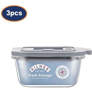Kilner Storage Container Square Glass Base Vacuum Seal Lid 310ml Kitchen 3pc Set Kilner Storage Container Square Glass Base Vacuum Seal Lid 310ml Kitchen 3pc Set