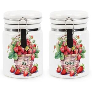 Purely Home Ceramic Clip-Lid Strawberry Basket Canisters - Tea & Coffee Storage Containers Purely Home Ceramic Clip-Lid Strawberry Basket Canisters - Tea & Coffee Storage Containers