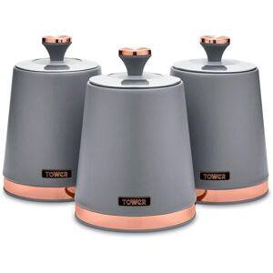 Tower T826131gry Cavaletto Set Of 3 Storage Canisters For Tea/coffee/sugar, Ste Tower T826131gry Cavaletto Set Of 3 Storage Canisters For Tea/coffee/sugar, Ste
