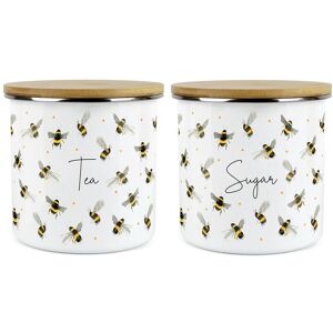Purely Home Scattered Bees Tea & Sugar Canisters - Bumblebees Medium Storage Jar Set Purely Home Scattered Bees Tea & Sugar Canisters - Bumblebees Medium Storage Jar Set