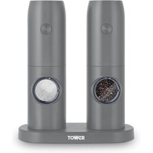 Tower T832243gry Electric Salt & Pepper Mills. Rechargeable With Adjustable Cera Tower T832243gry Electric Salt & Pepper Mills. Rechargeable With Adjustable Cera