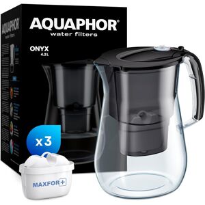 Aquaphor Onyx Black Water Filter Jug - Counter Top Design With 4.2l Capacity, 3 Aquaphor Onyx Black Water Filter Jug - Counter Top Design With 4.2l Capacity, 3