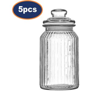 Premier Housewares 5pcs 1.3 Litres Clear Glass Tea Coffee Sugar Jars Pasta Biscuit Storage Canister Premier Housewares 5pcs 1.3 Litres Clear Glass Tea Coffee Sugar Jars Pasta Biscuit Storage Canister