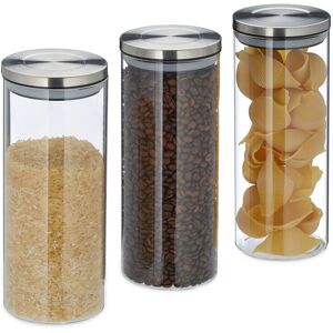 Relaxdays Storage Jars Set Airtight Glass Canisters 1.5 L Dishwasher-Safe Kitchen Jar Set Relaxdays Storage Jars Set Airtight Glass Canisters 1.5 L Dishwasher-Safe Kitchen Jar Set