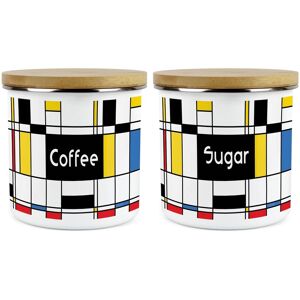 Purely Home Retro Coffee & Sugar Canister Set - Art Deco 1.2l Large Kitchen Storage Tins Purely Home Retro Coffee & Sugar Canister Set - Art Deco 1.2l Large Kitchen Storage Tins
