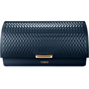 Tower T826090mnb Empire Roll Top Bread Bin, Stainless Steel, Midnight Blue And Tower T826090mnb Empire Roll Top Bread Bin, Stainless Steel, Midnight Blue And