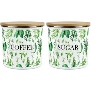 Purely Home Kitchen Herbs Coffee & Sugar Canisters - Green Leaves Medium Storage Jars Purely Home Kitchen Herbs Coffee & Sugar Canisters - Green Leaves Medium Storage Jars