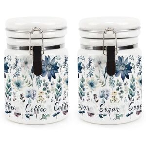 Purely Home Ceramic Clip-Lid Blue Flower Canister - Floral Coffee & Sugar Storage Containers Purely Home Ceramic Clip-Lid Blue Flower Canister - Floral Coffee & Sugar Storage Containers