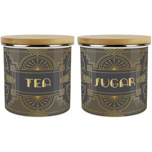 Purely Home Vintage Glamour Tea & Sugar Canister Set - Retro Kitchen Storage Gifts Purely Home Vintage Glamour Tea & Sugar Canister Set - Retro Kitchen Storage Gifts