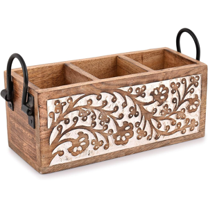 Does Not Apply Mango Wood 3 Compartment Cutlery Trays Multifunctional Desktop Caddy For Kitchen Does Not Apply Mango Wood 3 Compartment Cutlery Trays Multifunctional Desktop Caddy For Kitchen