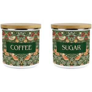 Purely Home Green Strawberry Thief Coffee & Sugar Canisters Set - Artistic Kitchen Gifts Purely Home Green Strawberry Thief Coffee & Sugar Canisters Set - Artistic Kitchen Gifts