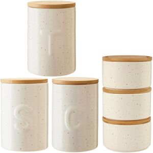 Premier Housewares Fenwick Set Of 6 780ml Dolomite Tea Sugar Coffee Canisters Jar And Containers Premier Housewares Fenwick Set Of 6 780ml Dolomite Tea Sugar Coffee Canisters Jar And Containers